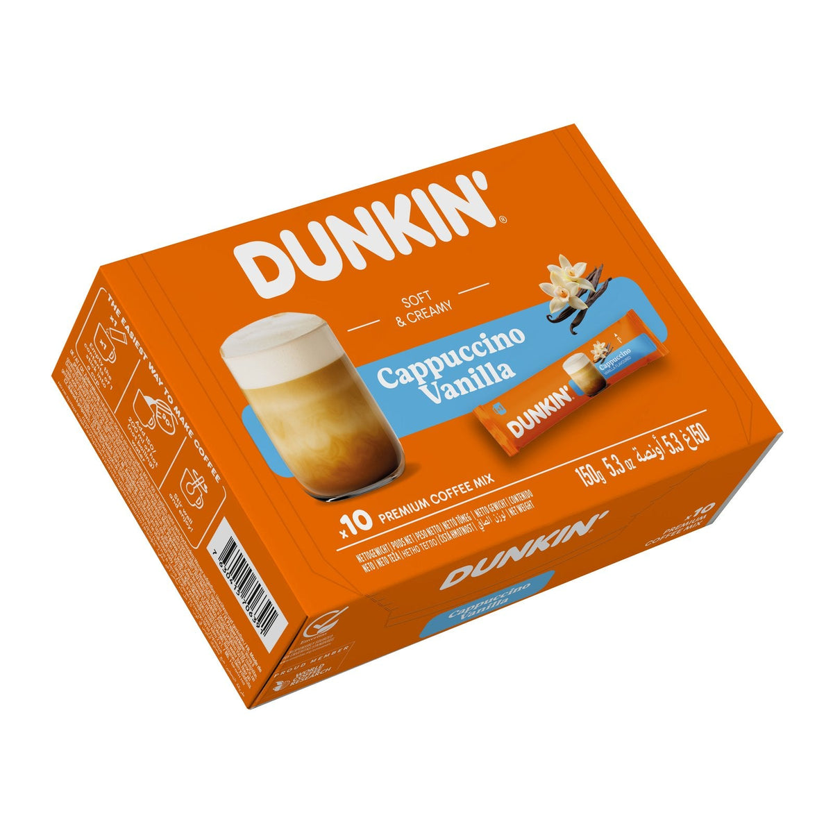 DUNKIN' Cappuccino Vanilla Sticks, Packung mit 10 Sticks