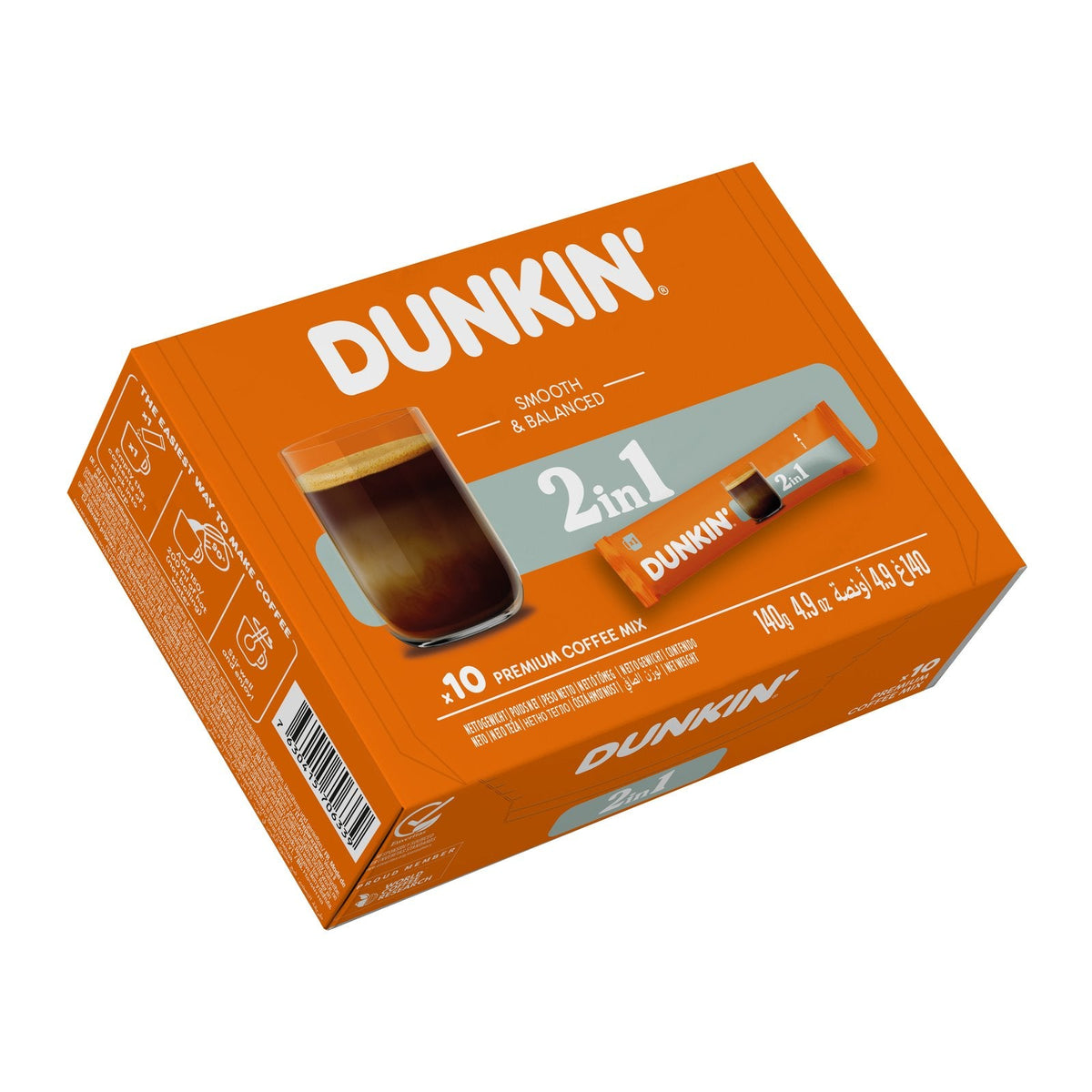 DUNKIN' 2in1 Kaffee Sticks, Packung mit 10 Sticks