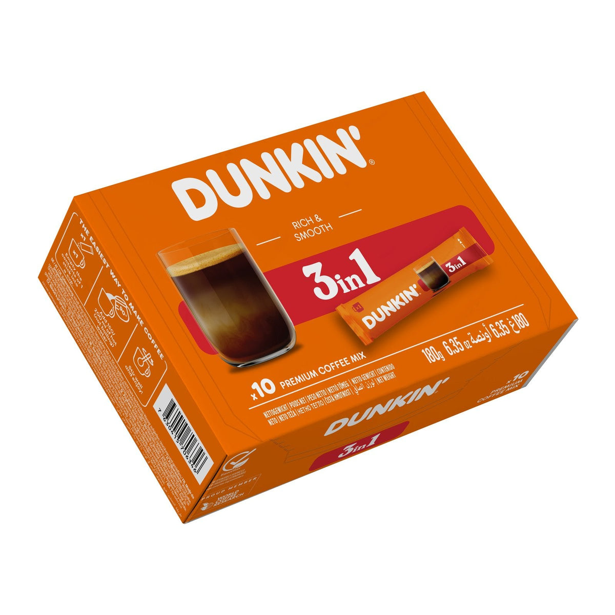 DUNKIN' 3in1 Kaffee Sticks, Packung mit 10 Sticks